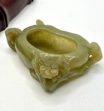 Load image into Gallery viewer, Certified Natural Hand-carved Vintage Hetian Jade Brush Washer, Antique Hetian Jade, Chinese Nephrite Jade Statue, Jewelry holder for rings