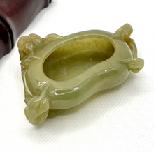 Load image into Gallery viewer, Certified Natural Hand-carved Vintage Hetian Jade Brush Washer, Antique Hetian Jade, Chinese Nephrite Jade Statue, Jewelry holder for rings