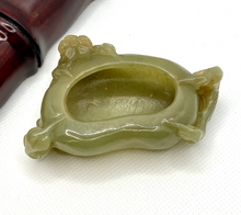 Load image into Gallery viewer, Certified Natural Hand-carved Vintage Hetian Jade Brush Washer, Antique Hetian Jade, Chinese Nephrite Jade Statue, Jewelry holder for rings