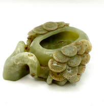 Load image into Gallery viewer, Certified Natural Hand-carved Vintage Hetian Jade Brush Washer, Antique Hetian Jade, Chinese Nephrite Jade Statue, Jewelry holder for rings