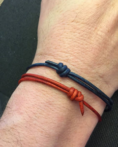 Leather Cord Bracelet, Men's Leather Bracelet, Surfer Bracelet, Bracelet for kids, Family Bracelet, Adjustable Bracelet with Sliding Knots.