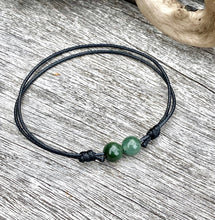 Load image into Gallery viewer, Waterproof Black Cord Bracelet, Jadeite Beads Bracelet, Green Jade Bracelet, Protection Bracelet, Lucky Jade Bracelet