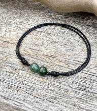 Load image into Gallery viewer, Waterproof Black Cord Bracelet, Jadeite Beads Bracelet, Green Jade Bracelet, Protection Bracelet, Lucky Jade Bracelet