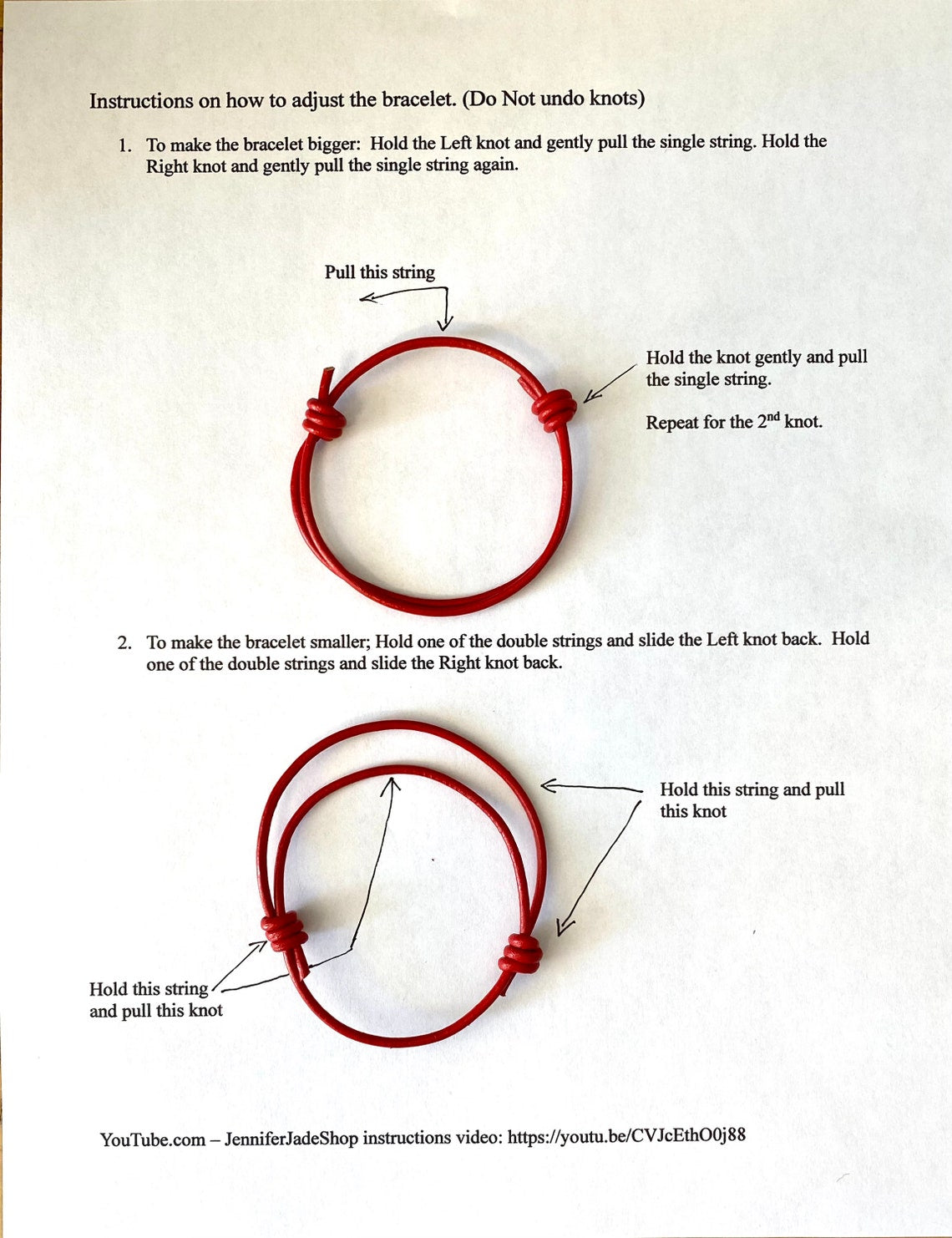 Bracelet pull store knot