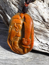 Load image into Gallery viewer, Certified Grade A Jadeite, Genuine Natural Red Jadeite Pendant, Hand Carved Guan yu Jadeite Pendant, Guan Gong Pendant Necklace. Amulet.