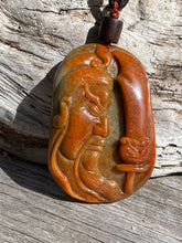 Load image into Gallery viewer, Certified Grade A Jadeite, Genuine Natural Red Jadeite Pendant, Hand Carved Guan yu Jadeite Pendant, Guan Gong Pendant Necklace. Amulet.