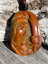 Load image into Gallery viewer, Certified Grade A Jadeite, Genuine Natural Red Jadeite Pendant, Hand Carved Guan yu Jadeite Pendant, Guan Gong Pendant Necklace. Amulet.