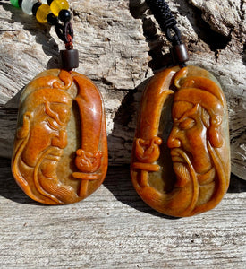 Certified Grade A Jadeite, Genuine Natural Red Jadeite Pendant, Hand Carved Guan yu Jadeite Pendant, Guan Gong Pendant Necklace. Amulet.