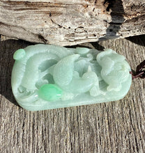 Load image into Gallery viewer, Certified Grade A Jadeite Pendant, Large Jadeite Pendant Necklaces, Emerald Green Jadeite Pendant, Phoenix &amp; Peony.