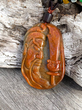 Load image into Gallery viewer, Certified Grade A Jadeite, Genuine Natural Red Jadeite Pendant, Hand Carved Guan yu Jadeite Pendant, Guan Gong Pendant Necklace. Amulet.