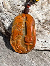 Load image into Gallery viewer, Certified Grade A Jadeite, Genuine Natural Red Jadeite Pendant, Hand Carved Guan yu Jadeite Pendant, Guan Gong Pendant Necklace. Amulet.