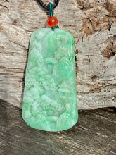 Load image into Gallery viewer, Certified Grade A Jadeite Pendant, Burmese Jadeite Pendant Necklace, Exquisite Hand carved Landscape Scenery Jadeite, Emerald Green Jadeite