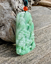 Load image into Gallery viewer, Certified Grade A Jadeite Pendant, Burmese Jadeite Pendant Necklace, Exquisite Hand carved Landscape Scenery Jadeite, Emerald Green Jadeite