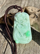 Load image into Gallery viewer, Certified Grade A Jadeite Pendant, Large Jadeite Pendant Necklaces, Emerald Green Jadeite Pendant, Phoenix &amp; Peony.