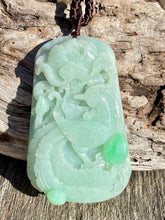 Load image into Gallery viewer, Certified Grade A Jadeite Pendant, Large Jadeite Pendant Necklaces, Emerald Green Jadeite Pendant, Phoenix &amp; Peony.