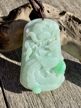 Load image into Gallery viewer, Certified Grade A Jadeite Pendant, Large Jadeite Pendant Necklaces, Emerald Green Jadeite Pendant, Phoenix &amp; Peony.