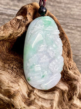 Load image into Gallery viewer, Certified Grade A Jadeite Pendant, Burmese Jadeite Pendant Necklace, Exquisite Hand Carved Landscape Scenery Jadeite