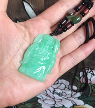 Load image into Gallery viewer, Genuine Untreated Natural Jadeite Guan Yu, A-Grade Jadeite Guan Yu Pendant, Emerald Green Jadeite