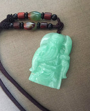 Load image into Gallery viewer, Genuine Untreated Natural Jadeite Guan Yu, A-Grade Jadeite Guan Yu Pendant, Emerald Green Jadeite