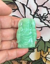 Load image into Gallery viewer, Genuine Untreated Natural Jadeite Guan Yu, A-Grade Jadeite Guan Yu Pendant, Emerald Green Jadeite