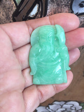 Load image into Gallery viewer, Genuine Untreated Natural Jadeite Guan Yu, A-Grade Jadeite Guan Yu Pendant, Emerald Green Jadeite