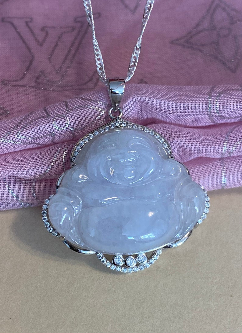 Certified Grade A Jadeite Pendant, Jadeite Jade Pendant Necklace, Good Luck Laughing Buddha, Jadeite Buddha Pendant, Amulet, gift for mom.