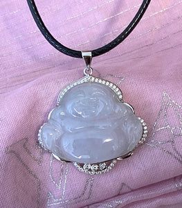 Certified Grade A Jadeite Pendant, Jadeite Jade Pendant Necklace, Good Luck Laughing Buddha, Jadeite Buddha Pendant, Amulet, gift for mom.