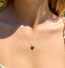 Load image into Gallery viewer, Dainty Jade Heart Necklace, Green Jade Heart, Canada Nephrite Jade Pendant, jade heart necklace gold, Jade Love Heart Necklace, gift for her