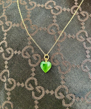 Load image into Gallery viewer, Dainty Jade Heart Necklace, Green Jade Heart, Canada Nephrite Jade Pendant, jade heart necklace gold, Jade Love Heart Necklace, gift for her