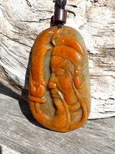 Load image into Gallery viewer, Genuine Natural Untreated Red Jadeite, Certified A-Grade Jadeite Guan Yu Pendant, Hand carved Jadeite Guan Gong Pendant Necklace. Amulet.