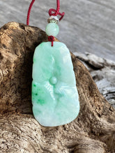 Load image into Gallery viewer, Certified Grade A Jadeite Pendant, Hand Carved Lotus &amp; Fish Jadeite Pendant, Good Luck Emerald Green Jadeite, Green Jadeite Pendant Necklace