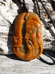 Genuine Natural Untreated Red Jadeite, Certified A-Grade Jadeite Guan Yu Pendant, Hand carved Jadeite Guan Gong Pendant Necklace. Amulet.