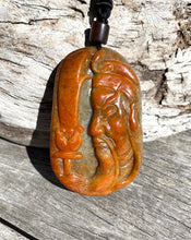 Load image into Gallery viewer, Genuine Natural Untreated Red Jadeite, Certified A-Grade Jadeite Guan Yu Pendant, Hand carved Jadeite Guan Gong Pendant Necklace. Amulet.