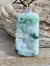 Load image into Gallery viewer, Certified Grade A Jadeite Pendant, Burmese Jadeite Pendant Necklace, Exquisite Hand carved Landscape Scenery Jadeite, Jadeite Zen Pendant.