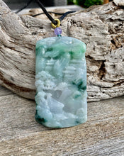 Load image into Gallery viewer, Certified Grade A Jadeite Pendant, Burmese Jadeite Pendant Necklace, Exquisite Hand carved Landscape Scenery Jadeite, Jadeite Zen Pendant.