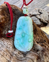 Load image into Gallery viewer, Certified Grade A Jadeite Pendant, Hand Carved Lotus &amp; Fish Jadeite Pendant, Good Luck Emerald Green Jadeite, Green Jadeite Pendant Necklace