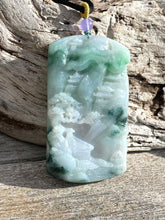 Load image into Gallery viewer, Certified Grade A Jadeite Pendant, Burmese Jadeite Pendant Necklace, Exquisite Hand carved Landscape Scenery Jadeite, Jadeite Zen Pendant.