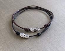 Load image into Gallery viewer, Leather Cord Bracelet, Hearts Bracelet, Mother &amp; Daughter Bracelet, Hearts Bracelet, Couples Bracelet, Love Bracelet, Friends bracelet