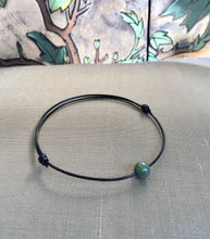 Load image into Gallery viewer, Thin Black Leather Cord Bracelet, Jadeite Bead Bracelet, Protection Bracelet, Lucky Jade Bracelet