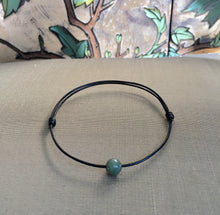 Load image into Gallery viewer, Thin Black Leather Cord Bracelet, Jadeite Bead Bracelet, Protection Bracelet, Lucky Jade Bracelet