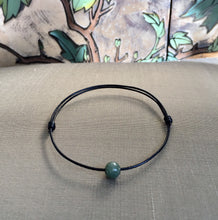 Load image into Gallery viewer, Thin Black Leather Cord Bracelet, Jadeite Bead Bracelet, Protection Bracelet, Lucky Jade Bracelet