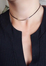 Load image into Gallery viewer, Tube Choker Necklace, Black Leather Cord Necklace,  Simple Necklace, Choker Necklace.