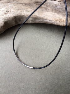 Tube Choker Necklace, Black Leather Cord Necklace,  Simple Necklace, Choker Necklace.