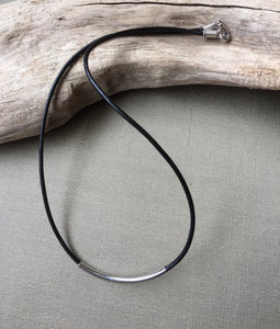 Tube Choker Necklace, Black Leather Cord Necklace,  Simple Necklace, Choker Necklace.