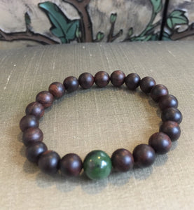 Mens Bracelet, Sandalwood Bracelet, Canadian Nephrite Jade Bracelet, Healing ,Yoga, Meditation.