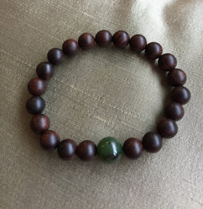 Mens Bracelet, Sandalwood Bracelet, Canadian Nephrite Jade Bracelet, Healing ,Yoga, Meditation.