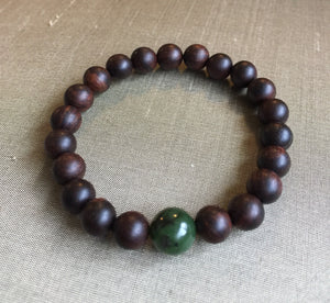 Mens Bracelet, Sandalwood Bracelet, Canadian Nephrite Jade Bracelet, Healing ,Yoga, Meditation.