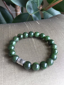 Canadian Nephrite Jade Bracelet, Authentic 10mm Canadian Nephrite Jade Bracelet, Energy Bracelet