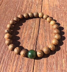 Healing Bracelets, Mens Wood Beads Bracelet, Senna Siamea Wood Bead Bracelet, Lucky Jade Bracelet