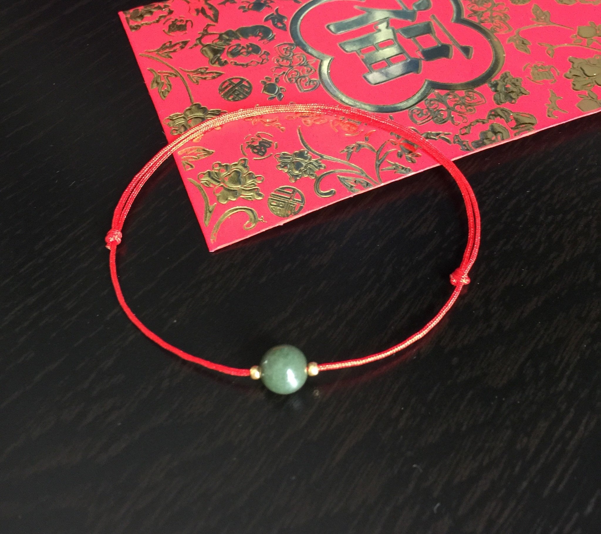 Money Vibes Jade Red String Bracelet | Lunar New Year | Crystal 7-8 (m/lar)